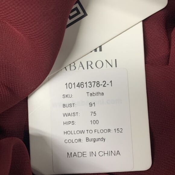 Babaroni NWT Tabitha Lace Bodice‎ Chiffon Skirt Long Dress-Burgundy Size 8 - Picture 7 of 7